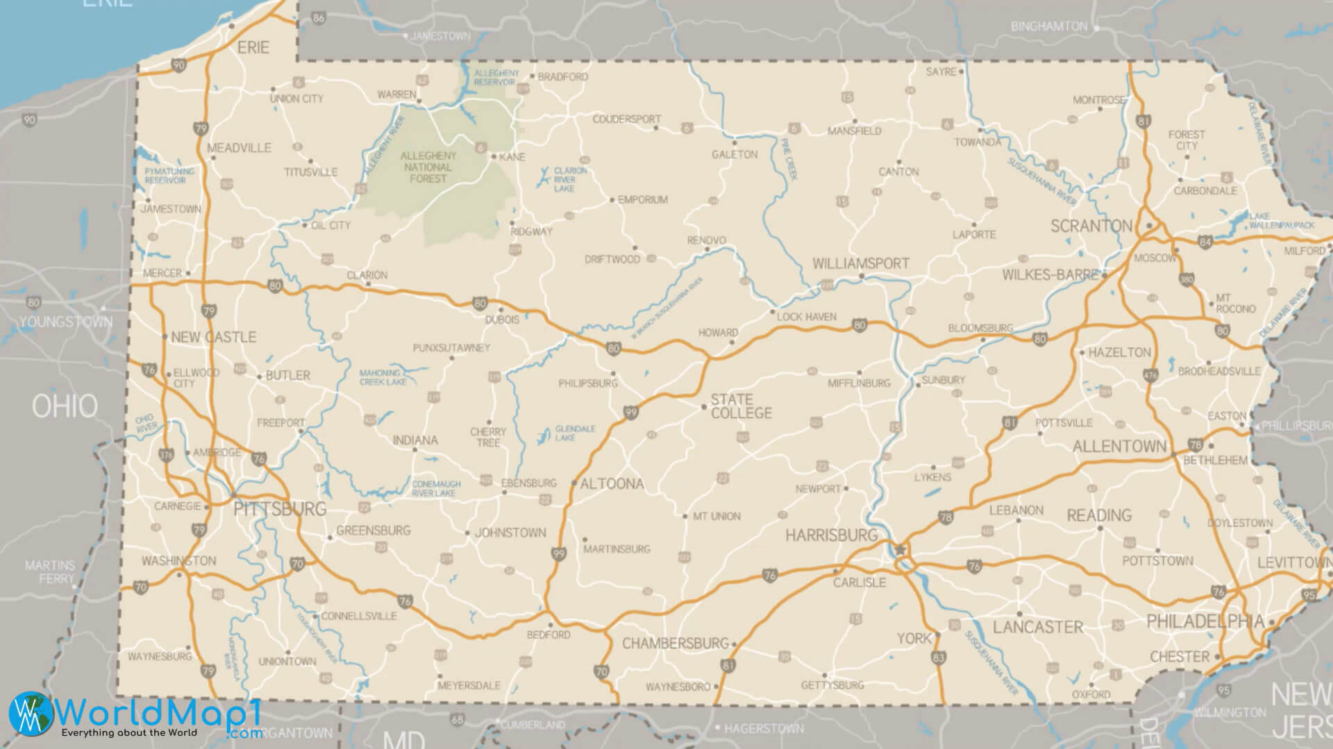 State Map of Pennsylvania